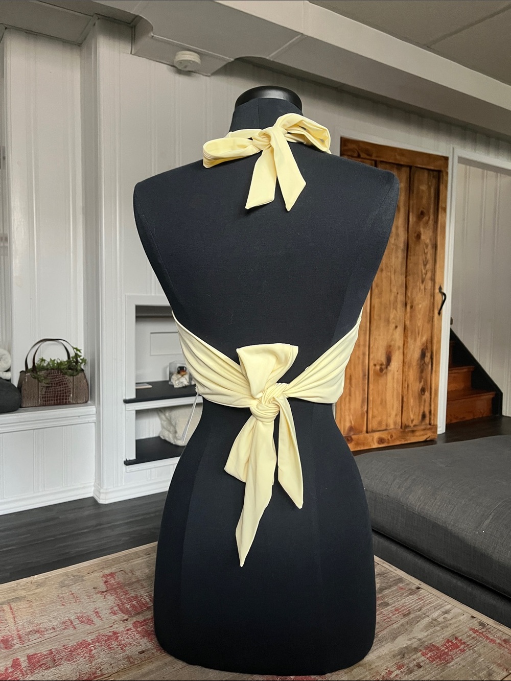 Light Yellow Halter Crop Tank
